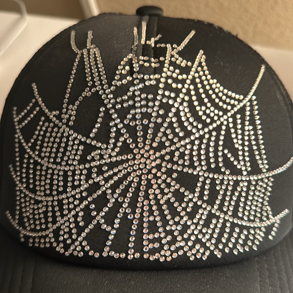 Sp5der Web Rhinestone Trucker Hat Black - Picture 3 of 3